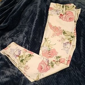 Floral Cream Denim Jeans